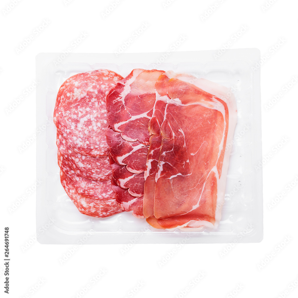 Cold meat Italian snacks food with ham, prosciutto, salami isolated on white background. Cold meat Italian snacks food with ham, prosciutto, salami isolated on white background.