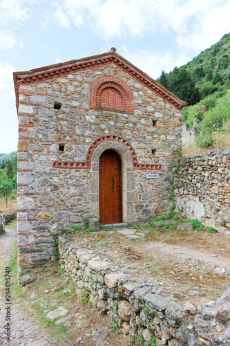 Little old medieval chapel in abandoned town Mystras, Greece unesco world heritage