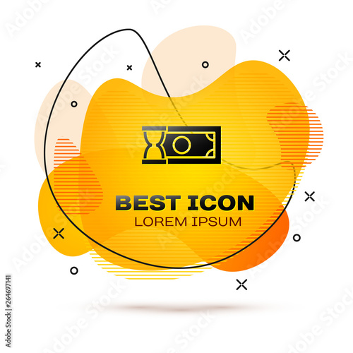 Black Fast payments icon isolated on white background. Fast money transfer payment. Financial services, fast loan, time is money, cash back concept. Fluid color banner. Vector Illustration