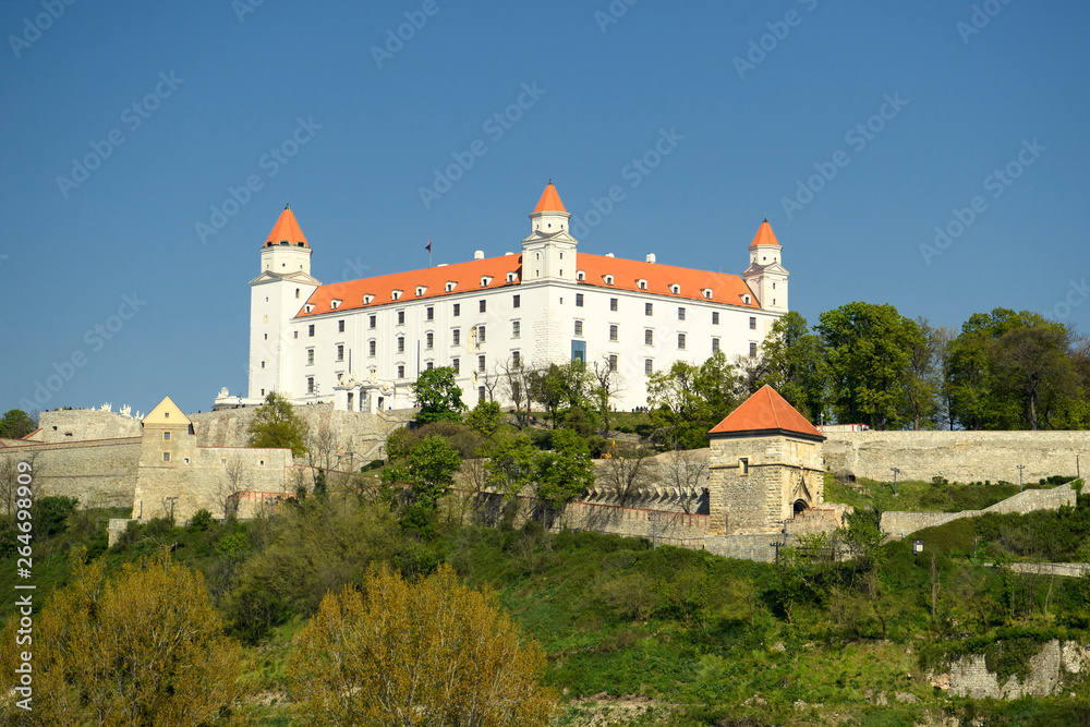 Bratislava castle in capital city of Slovak republic. April 2019