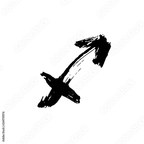 Zodiac sign sagittarius. Vector dry brush illustration isolated on white background.