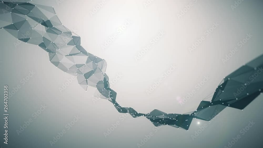 Abstract background with plexus network as data complex. Waving surface as network. Animation of seamless loop.