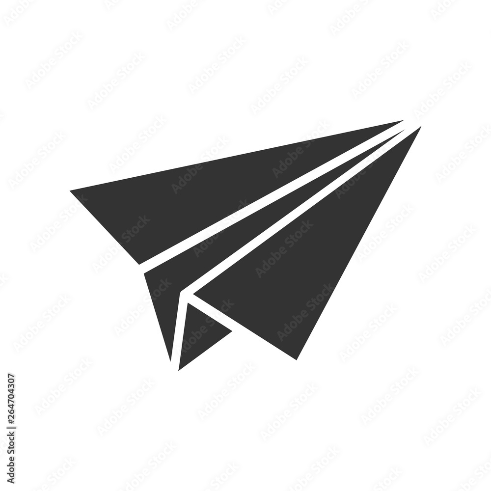 Paper airplane icon in flat style. Plane vector illustration on white isolated background. Air flight business concept.