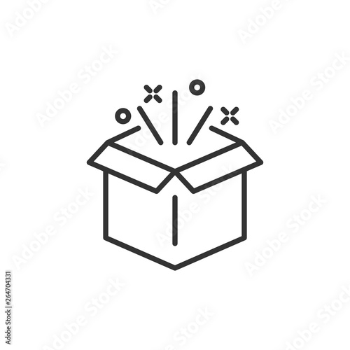 Gift box icon in flat style. Magic case vector illustration on white isolated background. Present business concept.