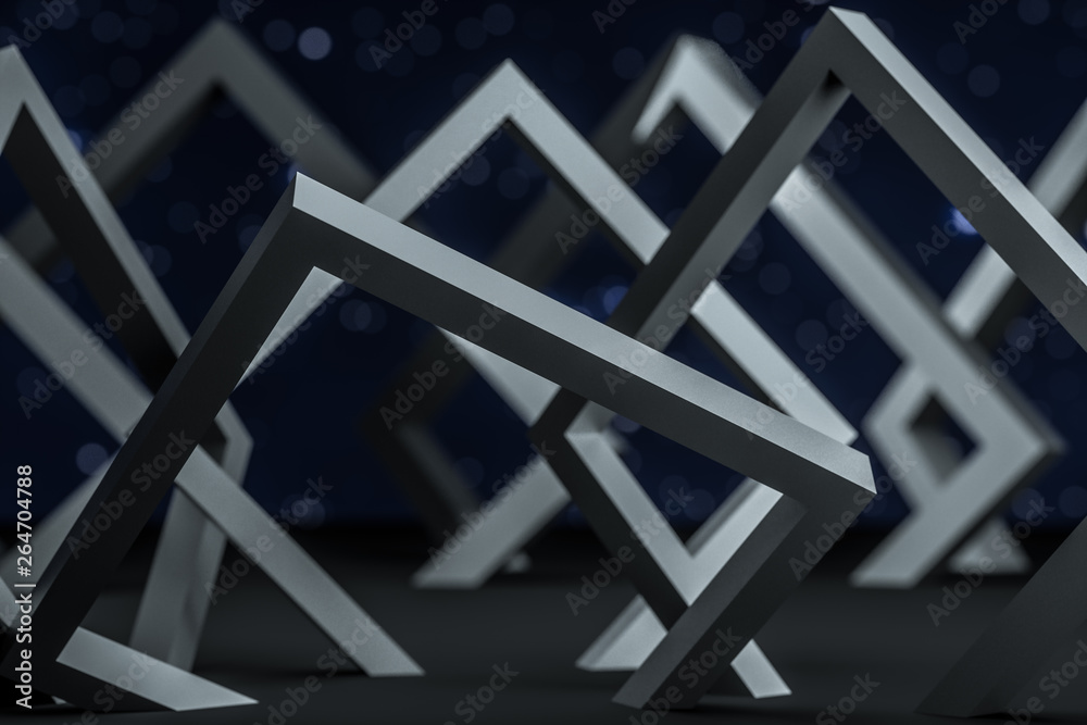 Naklejka premium 3d rendering, dark creative polygon elements