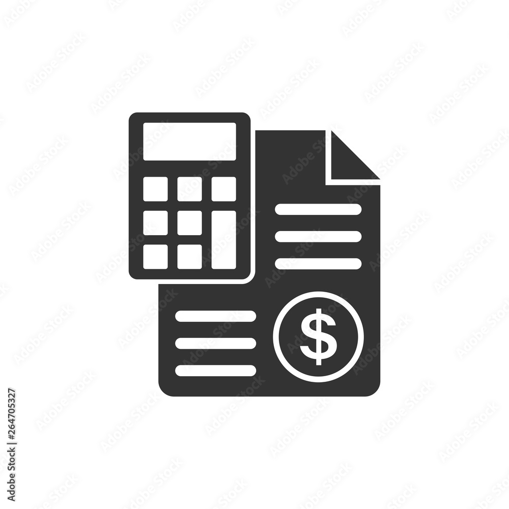 Money calculation icon in flat style. Budget banking vector illustration on white isolated background. Financial payment business concept. Money calculation icon in flat style. Budget banking vector illustration on white isolated background. Financial payment business concept.