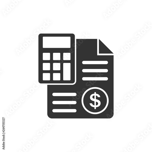 Money calculation icon in flat style. Budget banking vector illustration on white isolated background. Financial payment business concept.