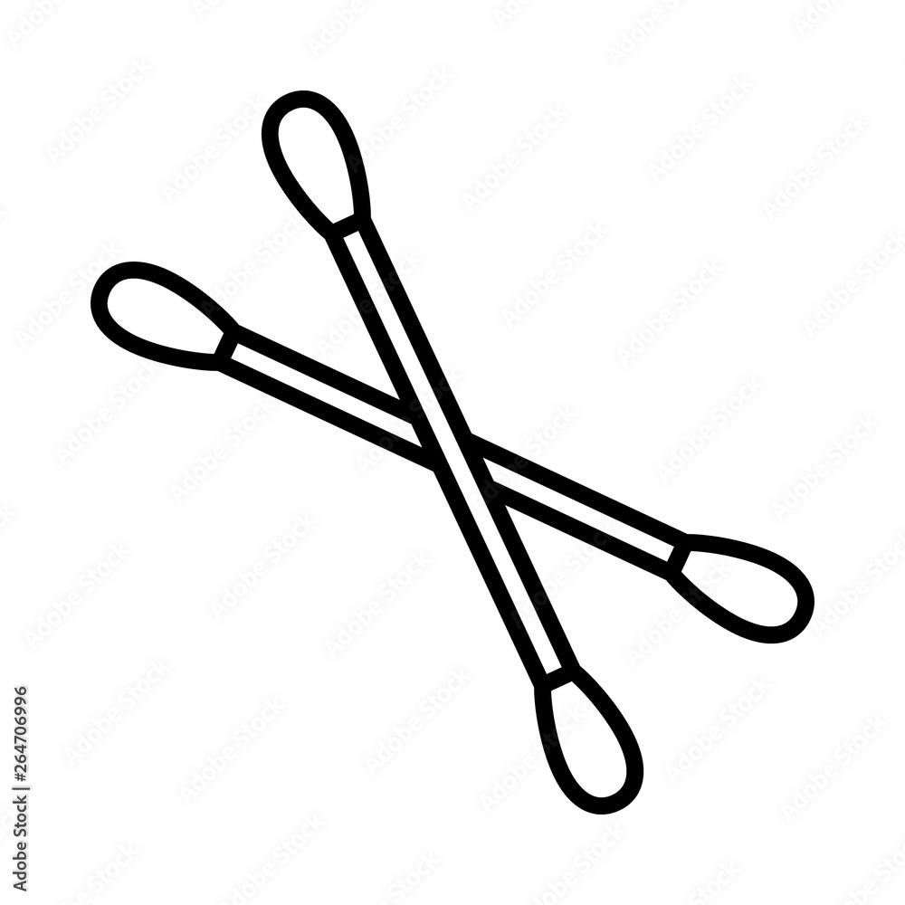 Two cotton swabs or cotton buds line art vector icon for apps and websites Two cotton swabs or cotton buds line art vector icon for apps and websites