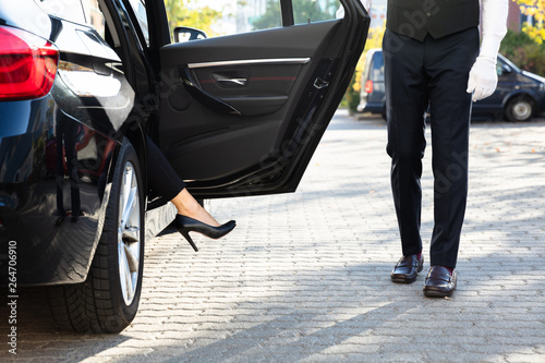 Woman's Feet Getting Out From Car