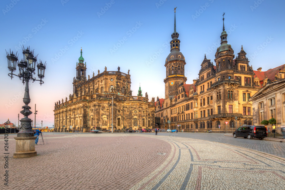 Cathedral of the Holy Trinity and Dresden Castle in Saxony, Germany