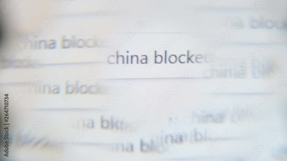 Abstract moving background. China blocked. The inscription on the computer screen in the style of a kaleidoscope. Blocking online resources and news concept.