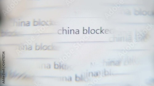 Abstract moving background. China blocked. The inscription on the computer screen in the style of a kaleidoscope. Blocking online resources and news concept.