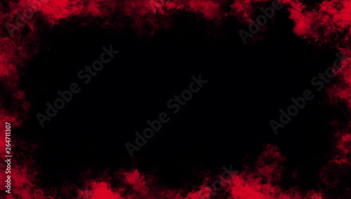 Red frame smoke misty texture effect for film , text or space . Border texture.