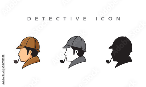 Detective portrait set. Vector Illustration