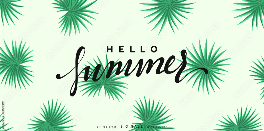 Hello Summer banner tropical background