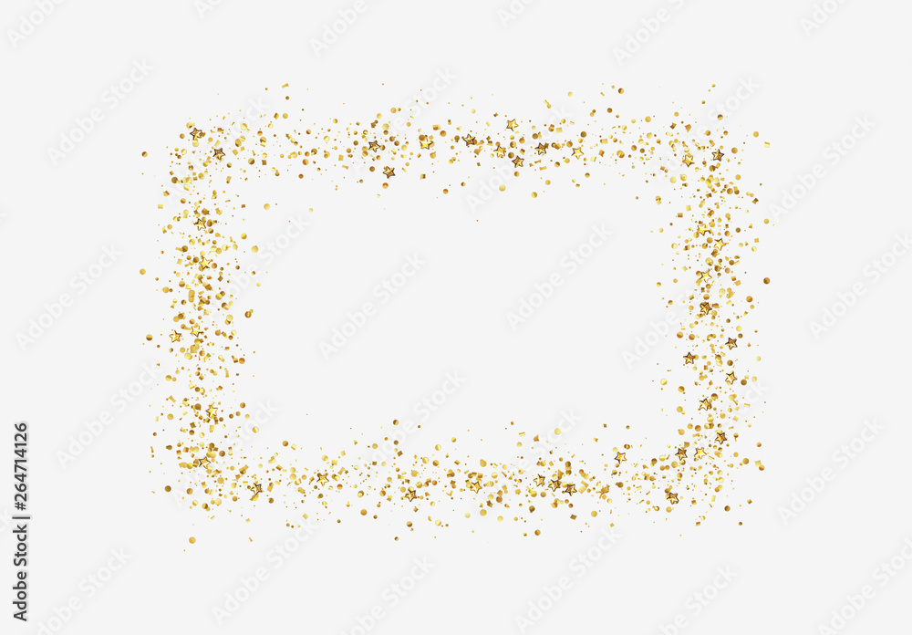 Decorative frame with glitter tinsel of confetti.