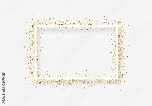 Decorative frame with glitter tinsel of confetti.