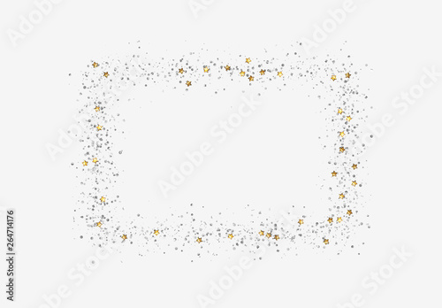 Decorative frame with glitter tinsel of confetti.
