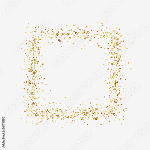 Decorative frame with glitter tinsel of confetti.