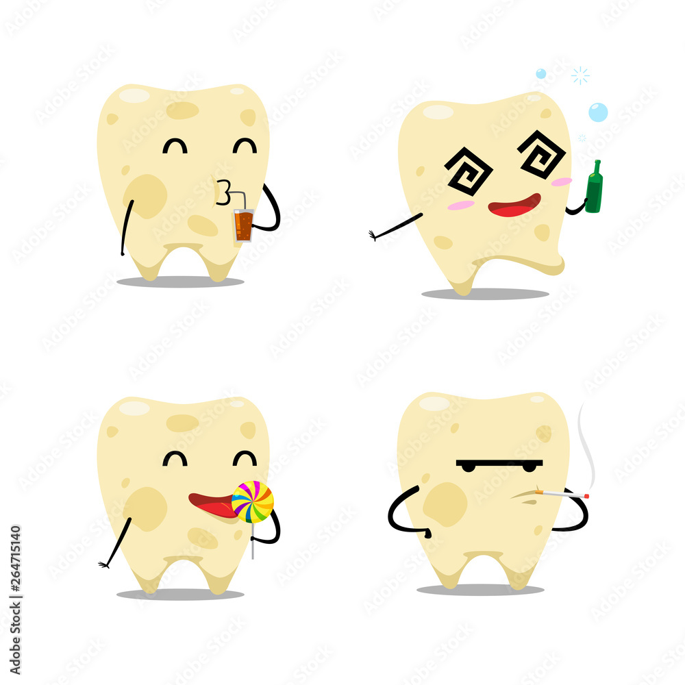 The decay tooth set. Isolated Vector Illustration The decay tooth set. Isolated Vector Illustration