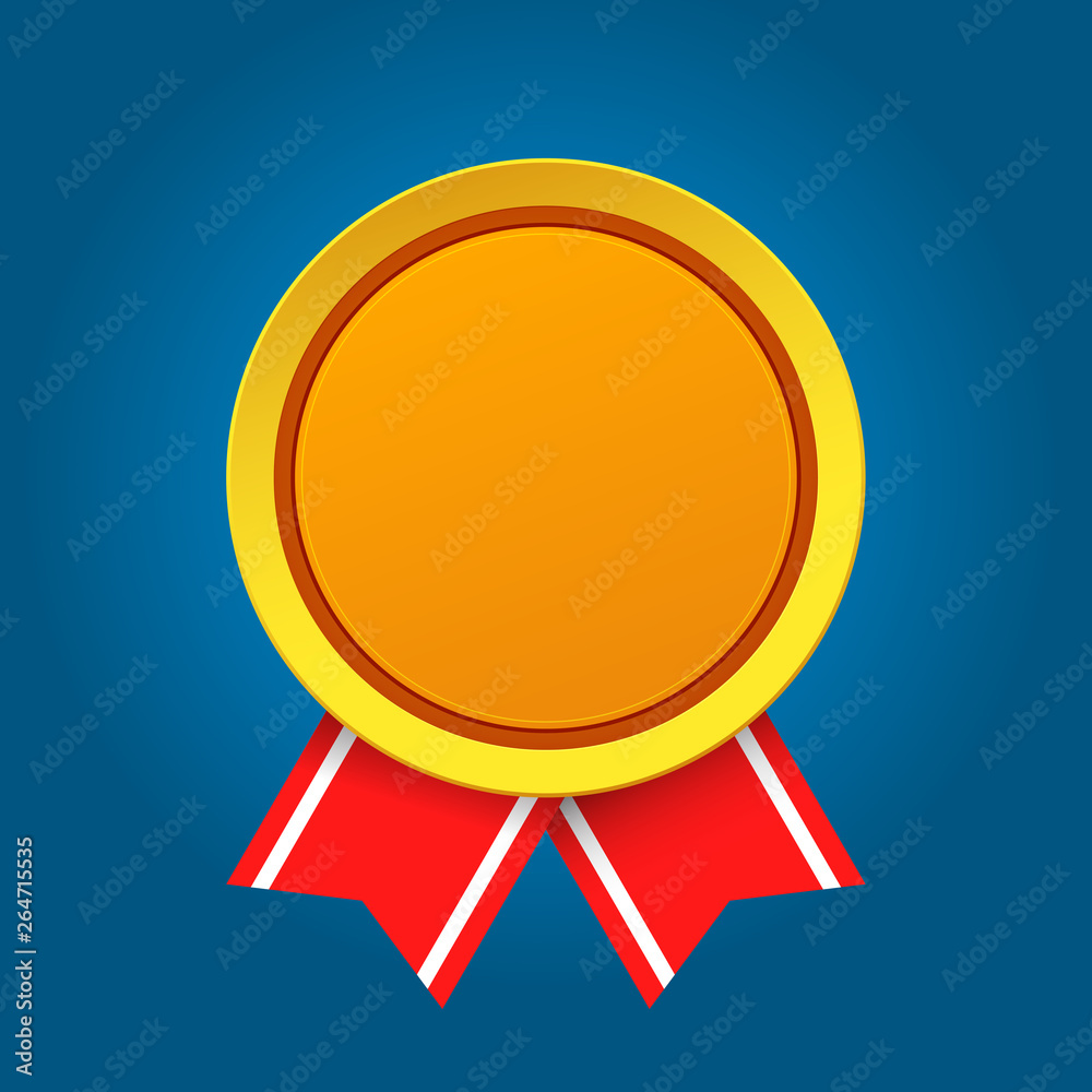 blank golden emblem with red ribbon. Isolated Vector Illustration blank golden emblem with red ribbon. Isolated Vector Illustration