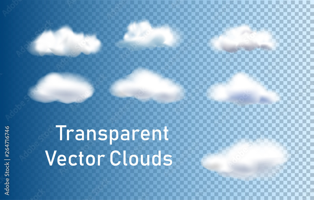 Vector set of realistic isolated cloud on the transparent background Vector set of realistic isolated cloud on the transparent background