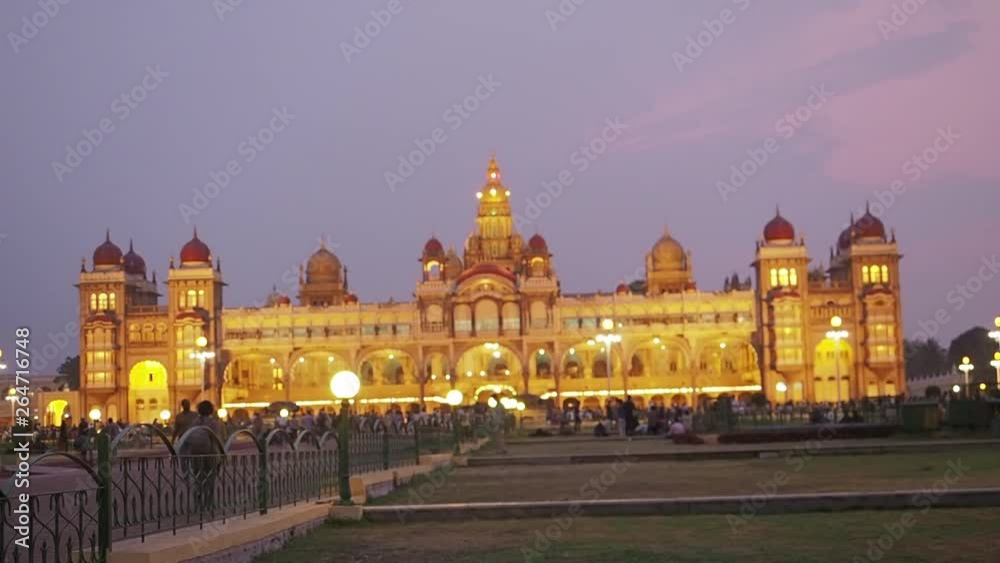 Mysore Place lighted at twilight in Mysore, Karnatake, India Mysore Place lighted at twilight in Mysore, Karnatake, India