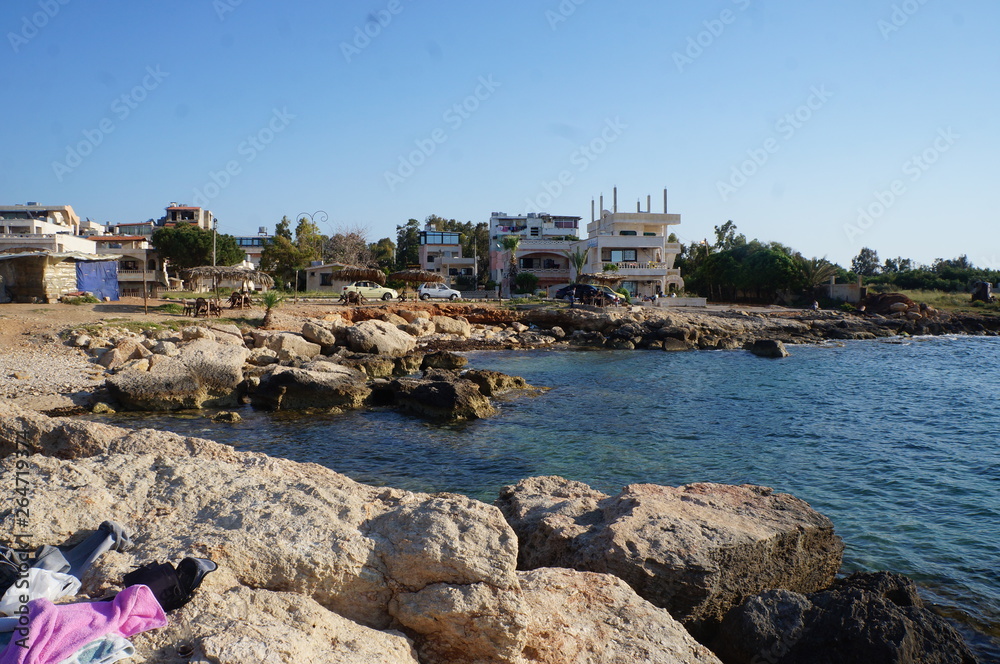Stone clean beach in Latakia Syria 
