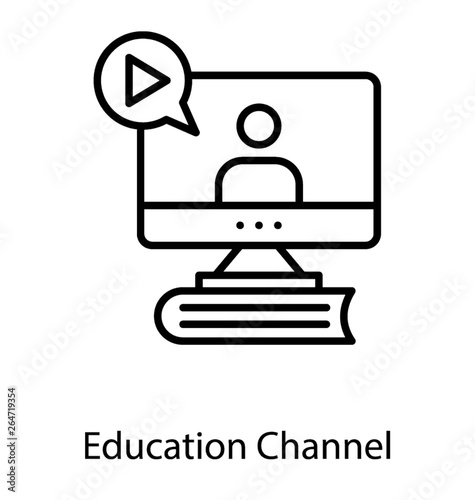 Online lecture line icon vector