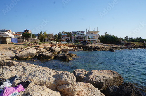 Stone clean beach in Latakia Syria  photo