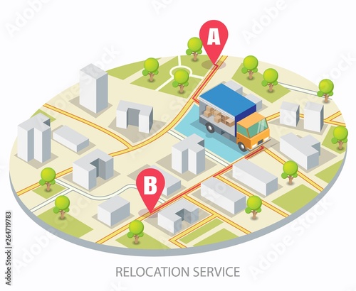 Relocation service vector concept for web banner, website page