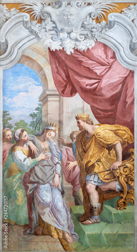 ACIREALE, ITALY - APRIL 11, 2018: The fresco of David and Abigail in church Chiesa di San Camillo by Pietro Paolo Vasta (1745 - 1750).