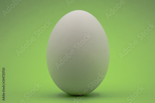 Uovo bianco con sfondo verde.