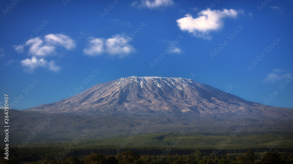 Mount Kilimanjaro with blue sky and clouds, Tanzania
