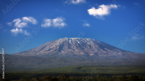 Mount Kilimanjaro with blue sky and clouds, Tanzania