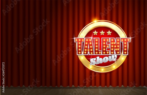 Talent show poster template, vector realistic illustration