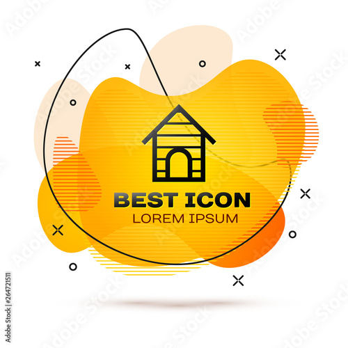 Black Dog house icon isolated on white background. Dog kennel. Fluid color banner. Vector Illustration