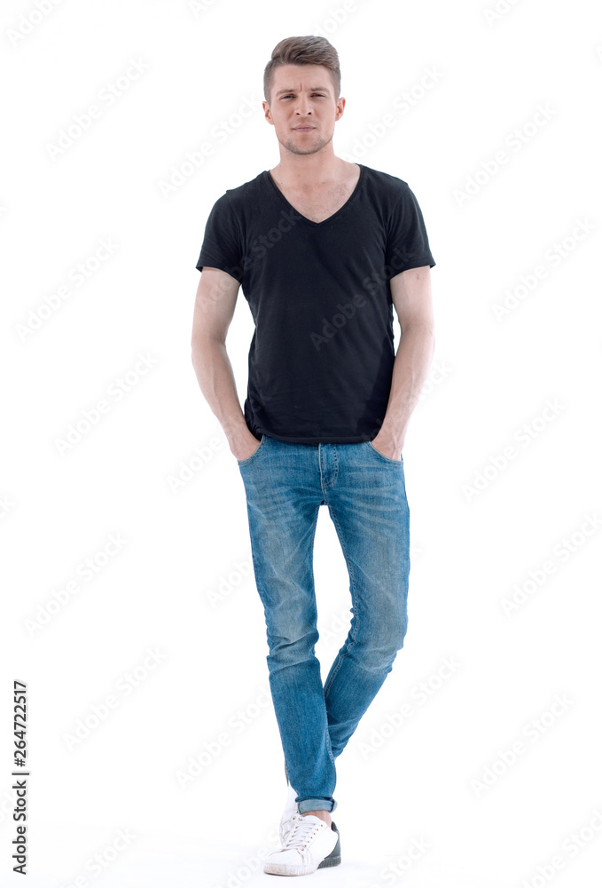 Happy smiling young man standing full length isolated on white background Happy smiling young man standing full length isolated on white background