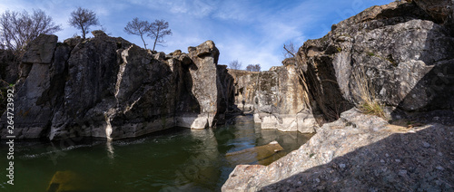 Panoramic photograph of the canyon through which the Lozoya River flows, Madrid, Spain © ManryWorld