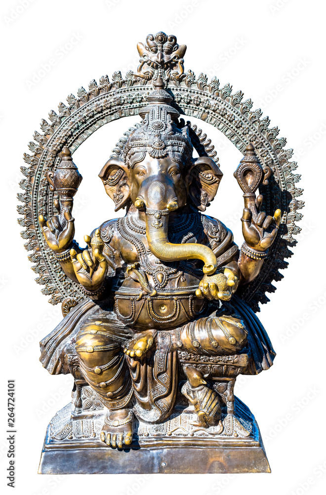 God Ganesh isolated bronze sculpture