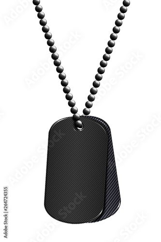 black chrome metal tag and necklace.
