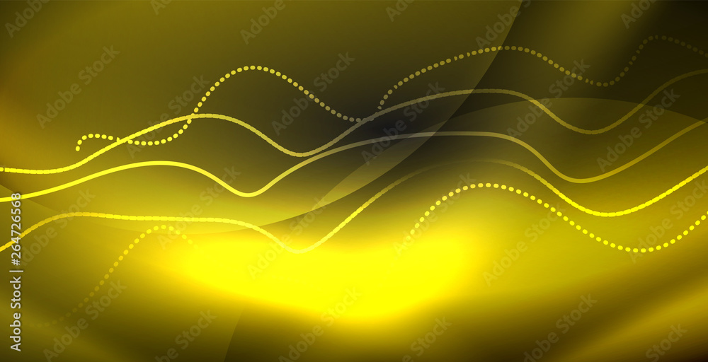 Glowing abstract wave on dark, shiny motion, magic space light. Techno abstract background Glowing abstract wave on dark, shiny motion, magic space light. Techno abstract background