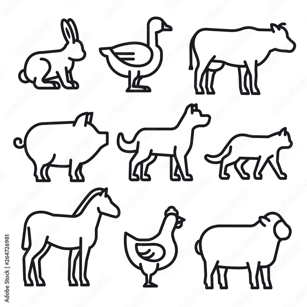 farm animals icons farm animals icons