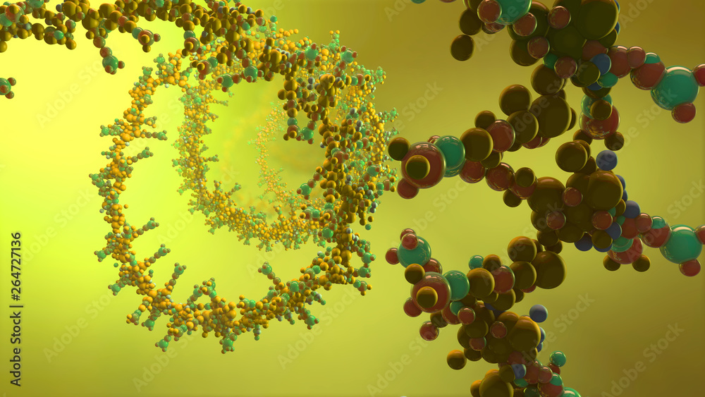 ribonicleic acid chain from which the deoxyribonucleic acid or DNA is composed - 3d illustration