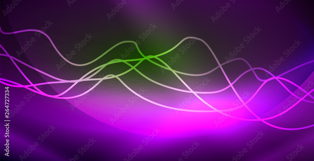 Glowing abstract wave on dark, shiny motion, magic space light. Techno abstract background Glowing abstract wave on dark, shiny motion, magic space light. Techno abstract background