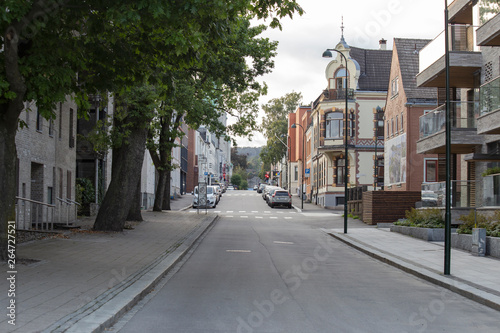 Kristiansand, Norway. colorful street in a city of Norway in the morning