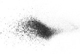 Black charcoal dust, gunpowder blast effect isolated on white background and texture, top view and clipping path