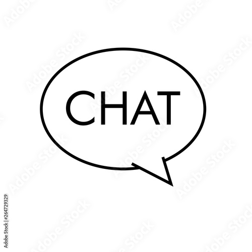 Logotipo con texto CHAT en burbuja lineal color negro