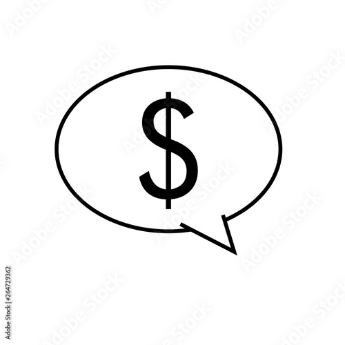Logotipo símbolo dólar en burbuja lineal color negro