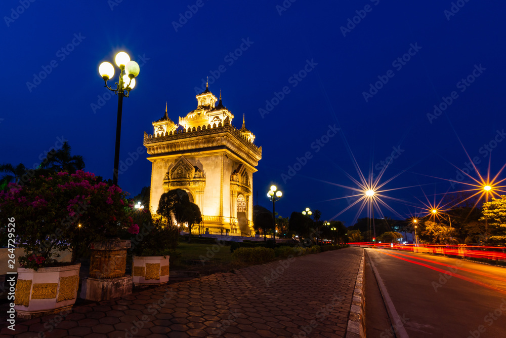 Patuxay monument landmark arch and war memorial in Vientiane, Laos